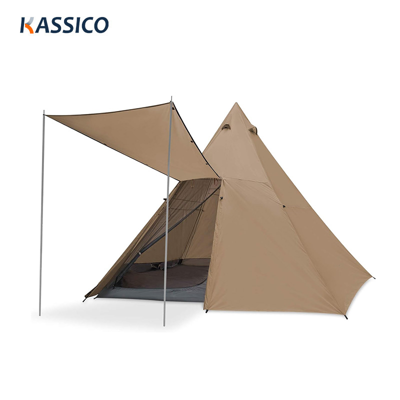 Pyramid Camping Tent With Shelter for Family Camping & Picnic